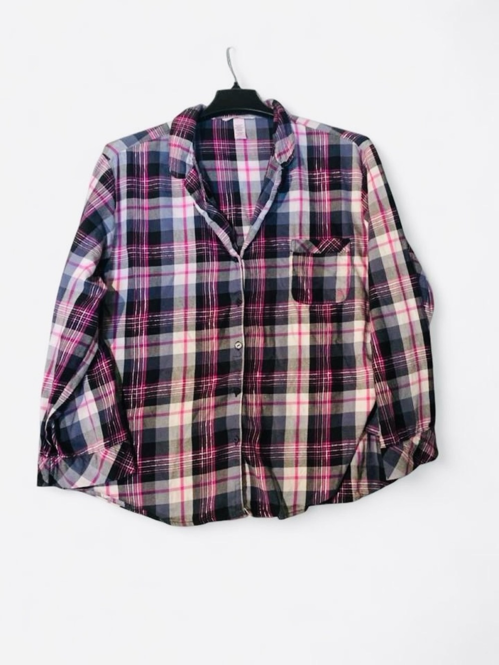 Victoria's Secret Pink, Black & White Plaid Button-Down Shirt